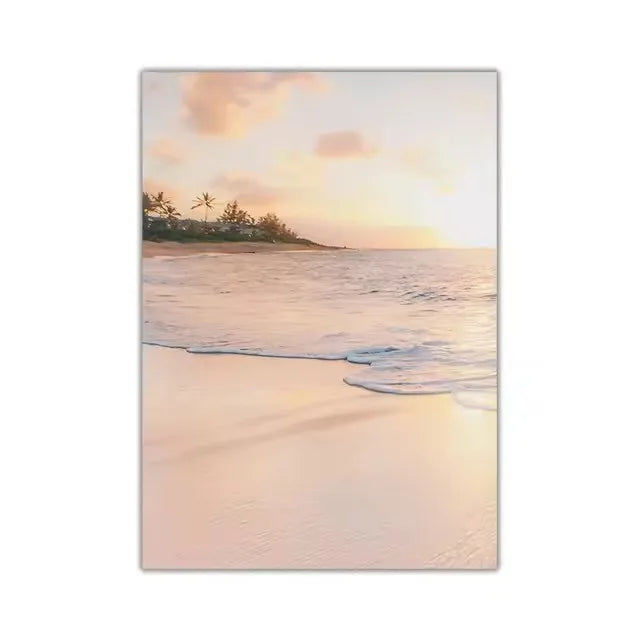 Seascape Blue Canvas Print - Modern Beach Landscape Wall Art Decor
