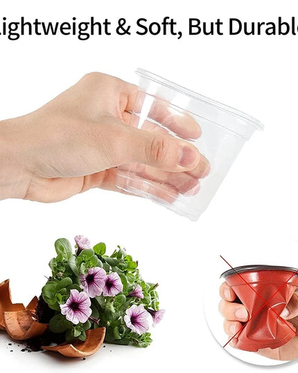 Transparent Flowerpot Nursery Pots - Thickened Plastic Planters, Drainage Hole