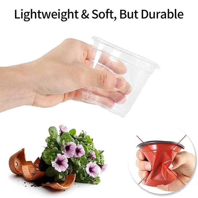 Transparent Flowerpot Nursery Pots - Thickened Plastic Planters, Drainage Hole