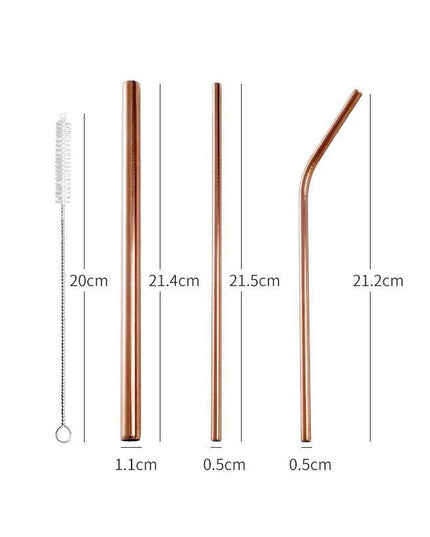 3pcs Reusable Stainless Steel Drinking Straws - Dishwasher Safe Set