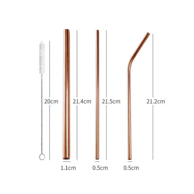 3pcs Reusable Stainless Steel Drinking Straws - Dishwasher Safe Set
