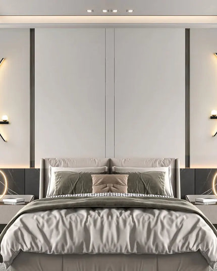 Modern Black Gold Wall Lamp - Minimalist Luxury Lighting for Living Room