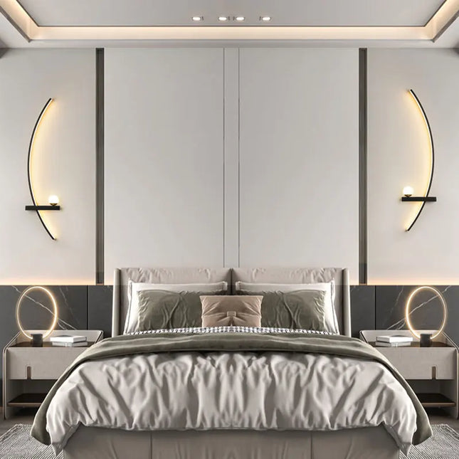 Modern Black Gold Wall Lamp - Minimalist Luxury Lighting for Living Room