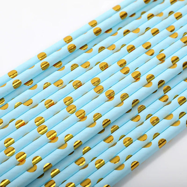 25/50pcs Gold/Silver Foil Disposable Paper Straws for Parties & Events
