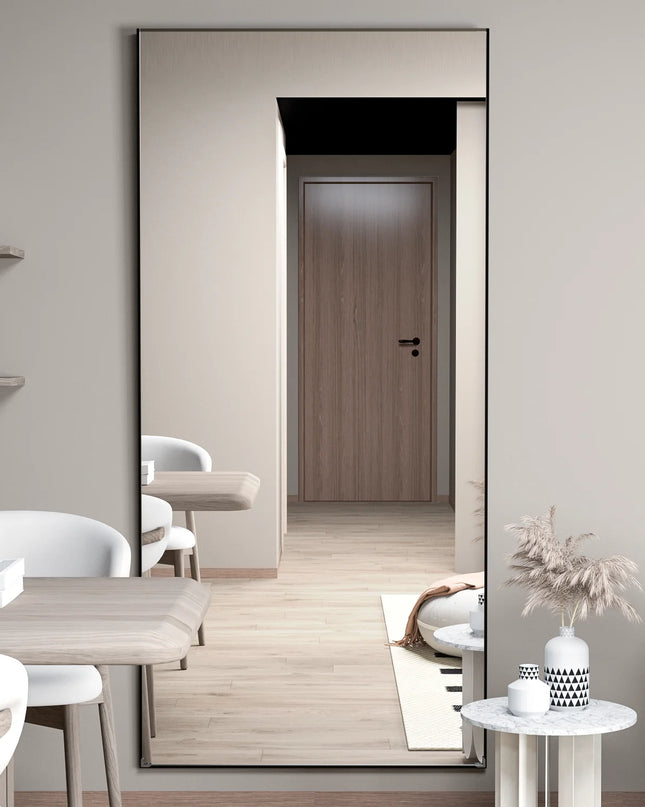 CASSILANDO Full Length Mirror 65" - Black Metal Frame Floor Standing
