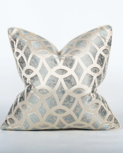 Luxury Blue Plaid Cushion Cover - Modern Sofa Throw Pillow 45x45cm