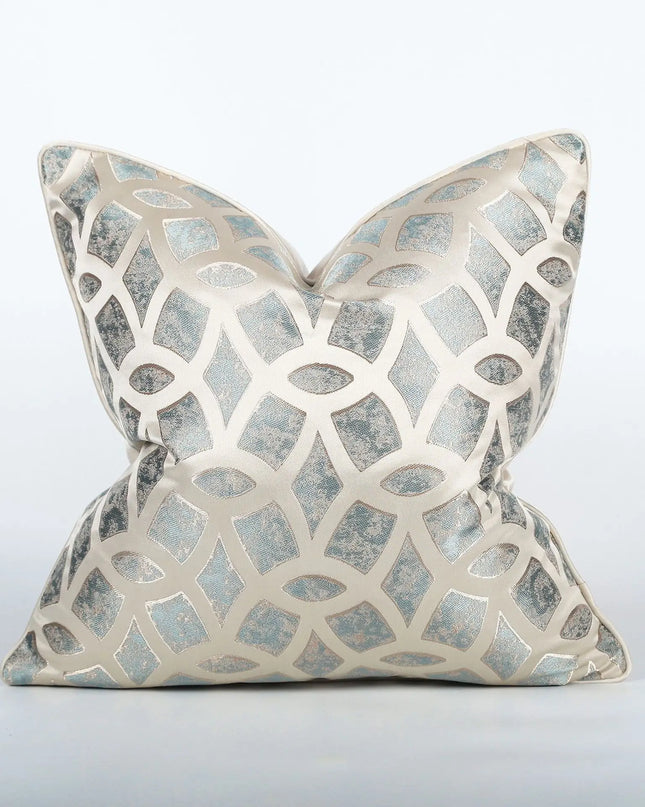 Luxury Blue Plaid Cushion Cover - Modern Sofa Throw Pillow 45x45cm