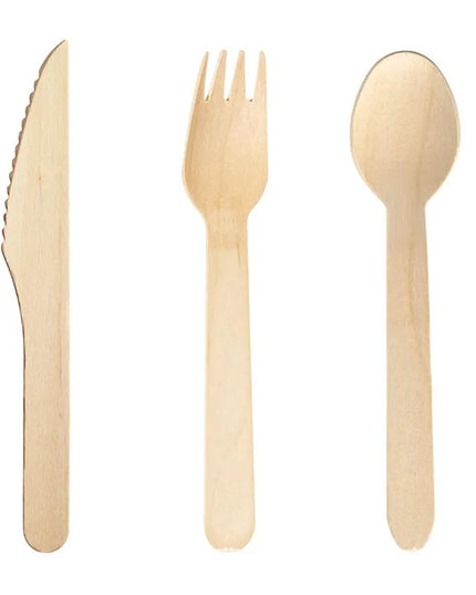 50Pcs Disposable Wooden Cutlery