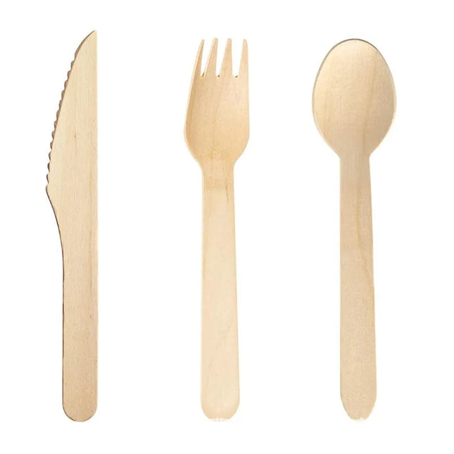 50Pcs Disposable Wooden Cutlery