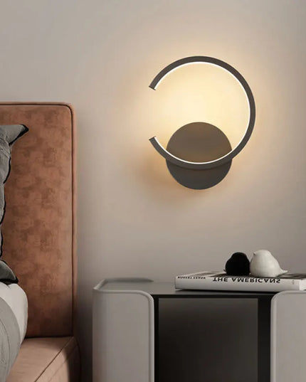 Modern LED Wall Light - Black & White Semicircle Design for Home