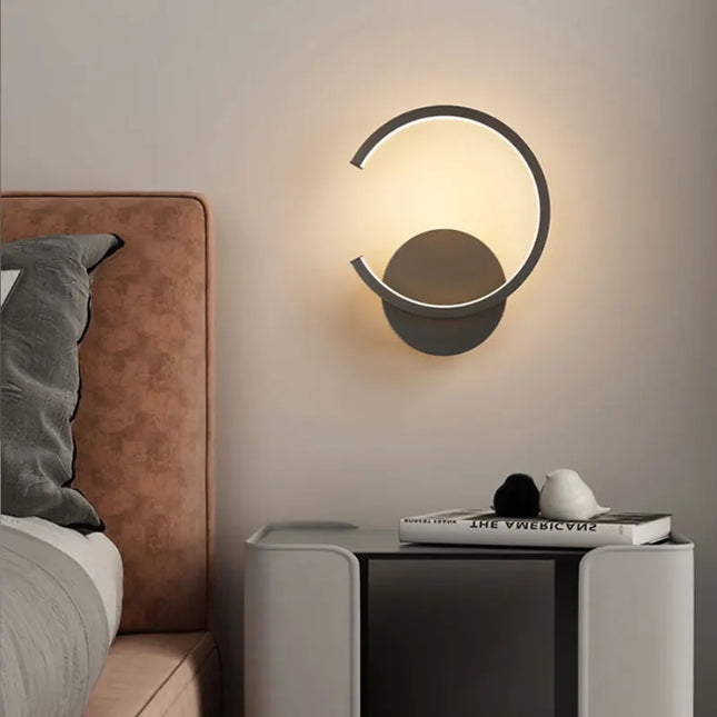 Modern LED Wall Light - Black & White Semicircle Design for Home