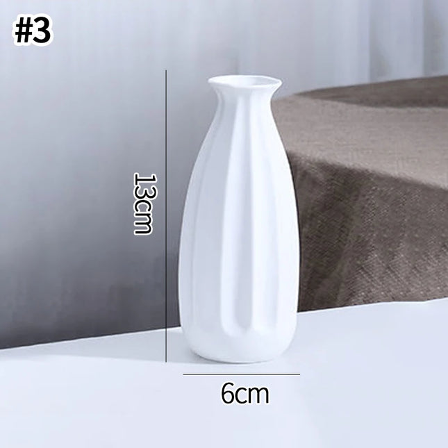 White Nordic Ceramic Flower Vase - Retro Style Decorative Plant Pot