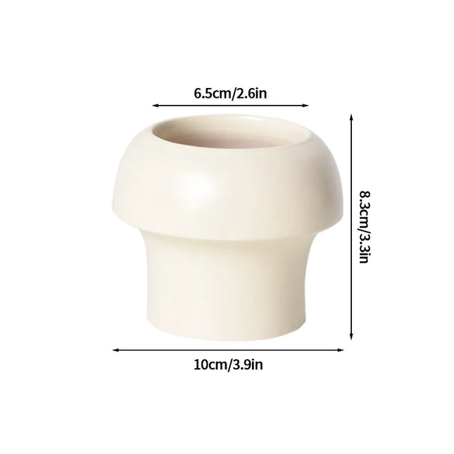 Cream Ceramic Flowerpot - Small Succulent Plant Pot for Home Decor