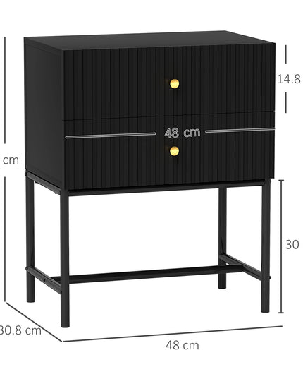 HOMCOM Modern Bedside Table - 2 Drawers for Stylish Bedrooms