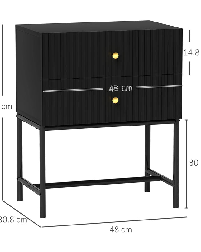 HOMCOM Modern Bedside Table - 2 Drawers for Stylish Bedrooms