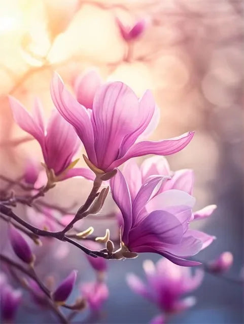 Modern HD Magnolia Flowers Canvas Art - Unframed Wall Decoration