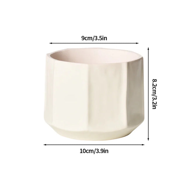 Cream Ceramic Flowerpot - Small Succulent Plant Pot for Home Decor