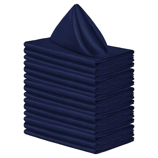 12pcs Satin Cocktail Napkins - 30x30cm Hemstitched Table Decor