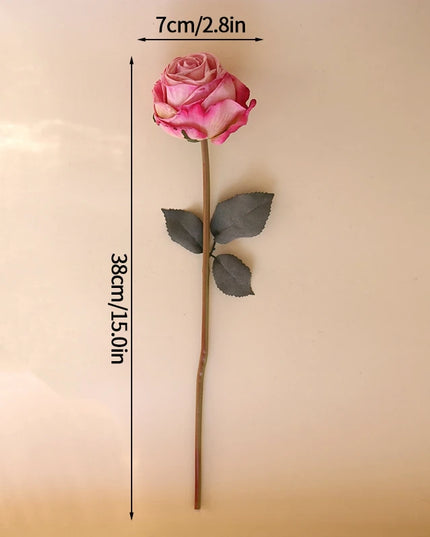 French Curled Rose Fake Flowers - Elegant Silk Bouquet for Home Decor
