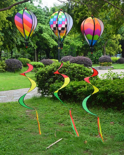 Rainbow Hot Air Balloon Wind Spinner - Vibrant Garden Decor Twister