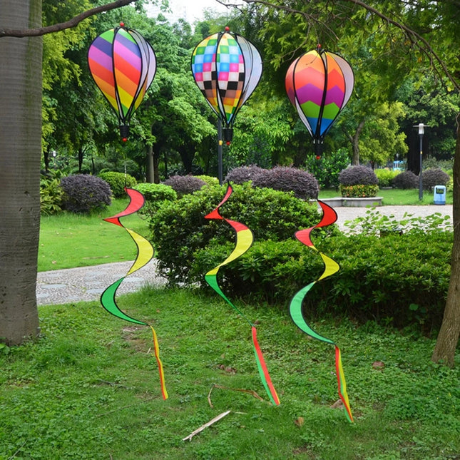 Rainbow Hot Air Balloon Wind Spinner - Vibrant Garden Decor Twister