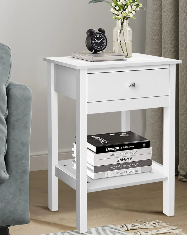 Modern Minimalist Night Stand Bedside Table with Drawer & Shelf