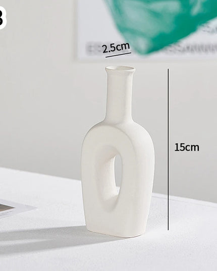 Nordic Ceramic Vase - Circular Hollow Donut Style for Home Decor