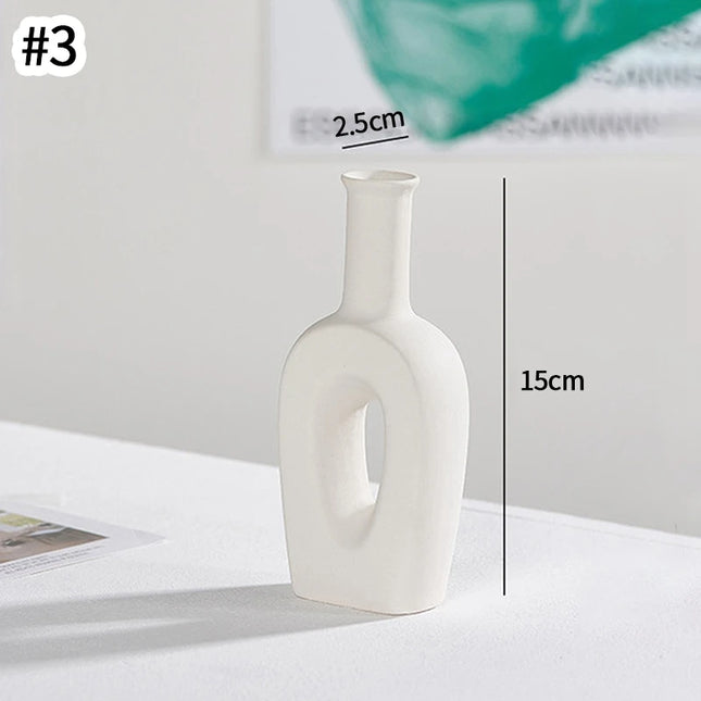 Nordic Ceramic Vase - Circular Hollow Donut Style for Home Decor