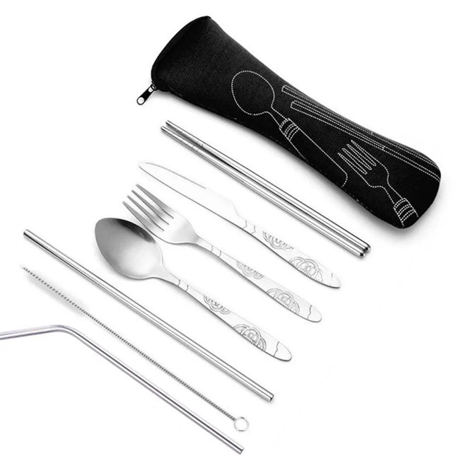Portable Stainless Steel Dinnerware Set - 3Pcs/4Pcs/7Pcs Cutlery Kit