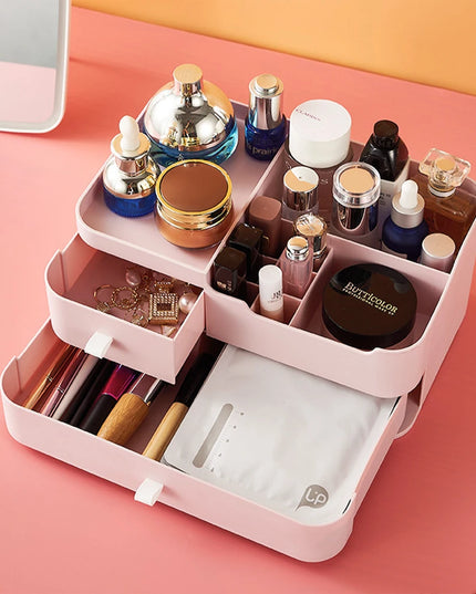 Voltsify Makeup Organiser with Drawers - Stylish Desktop Storage Box