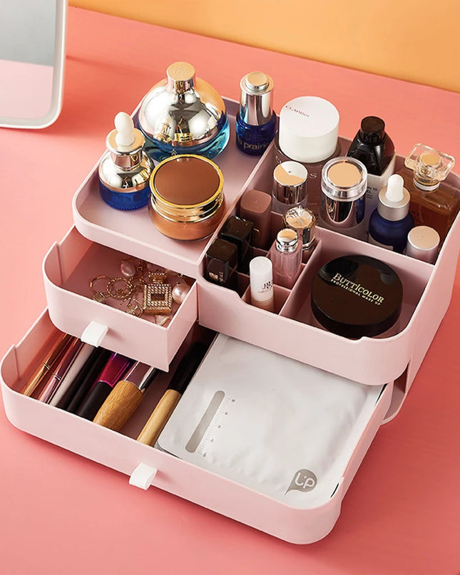 Voltsify Makeup Organiser with Drawers - Stylish Desktop Storage Box