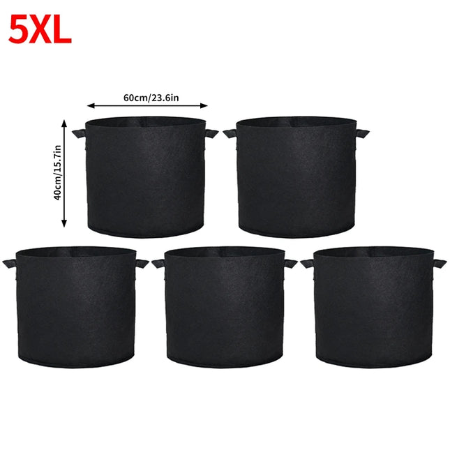 5PCS 3-30 Gallons Garden Vegetable Planting Bag Felt Grow Bags Plant Seedling Bag for Potato Tomato Flower Planting Accessories