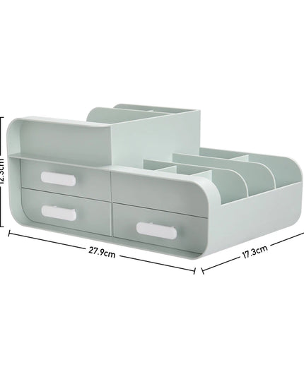 Modishion Multifunctional Cosmetic Storage Box - 9 Compartments, 3 Drawers