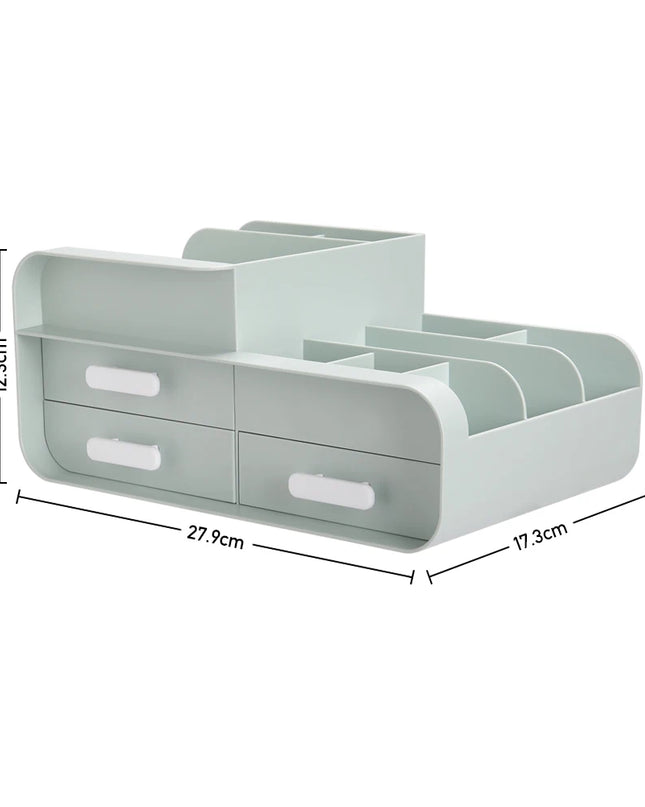 Modishion Multifunctional Cosmetic Storage Box - 9 Compartments, 3 Drawers