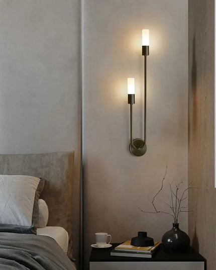 Nordic Brass LED Wall Lamp - Modern Copper Design for Bedroom