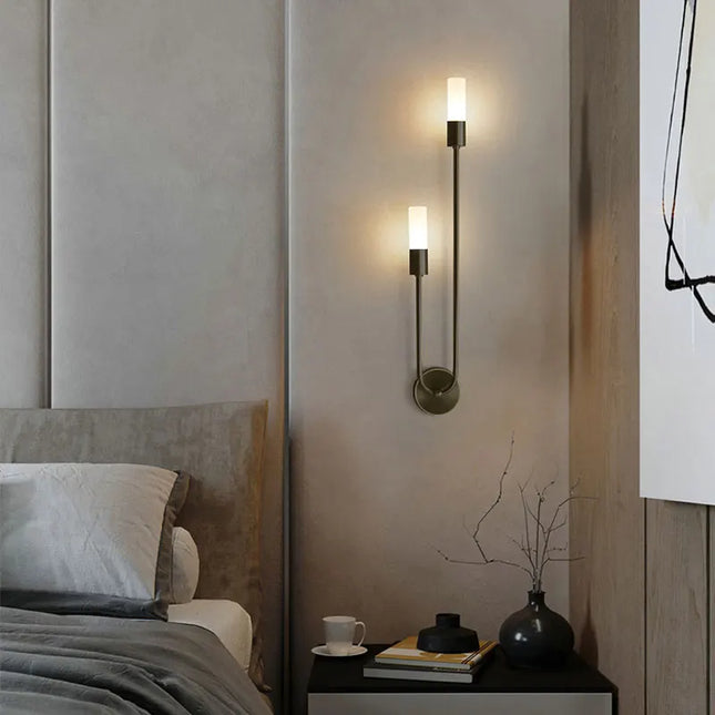 Nordic Brass LED Wall Lamp - Modern Copper Design for Bedroom