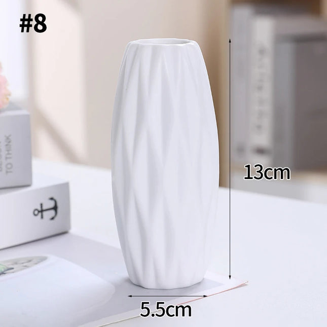 White Nordic Ceramic Flower Vase - Retro Style Decorative Plant Pot