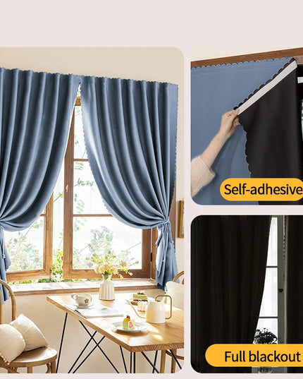 Simple Blackout Bedroom Curtains - High Shading, Self-Adhesive Design