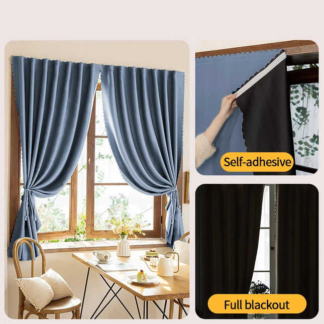 Simple Blackout Bedroom Curtains - High Shading, Self-Adhesive Design