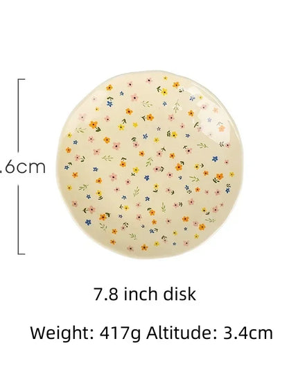 Korean Ceramic Bowl Dish with Fresh Flower Design