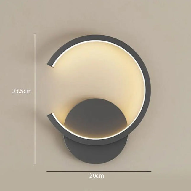 Modern LED Wall Light - Black & White Semicircle Design for Home