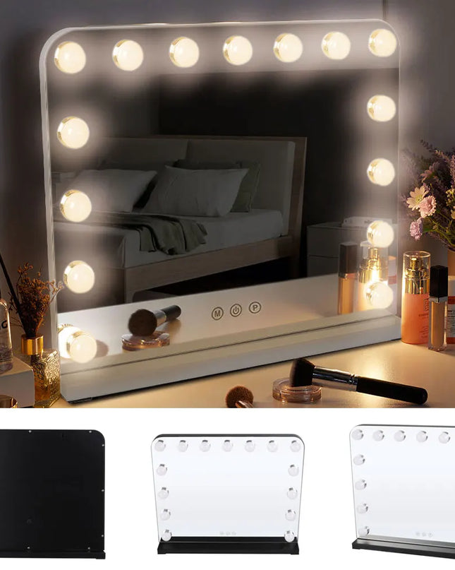 Modishion HD LED Makeup Mirror - 15 Bulbs, 3 Dimming Modes