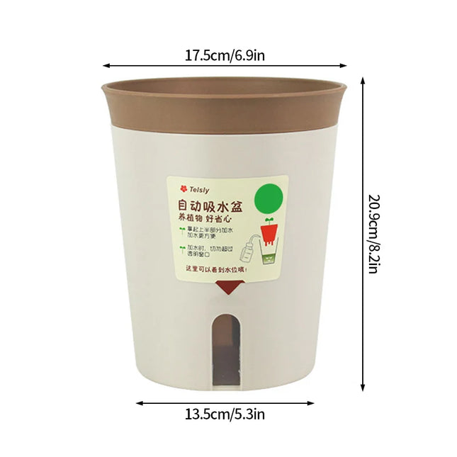 Thickened Plastic Flower Pot - Self-Watering Double-Layer Design for Plants
