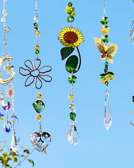 Rainbow Prism Wind Chimes - Artificial Crystal Hanging Pendant Decor