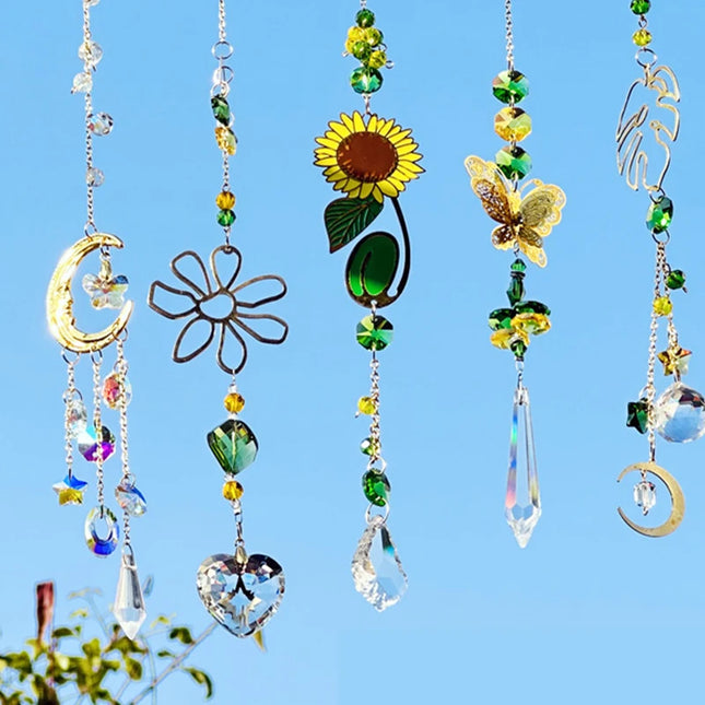 Rainbow Prism Wind Chimes - Artificial Crystal Hanging Pendant Decor