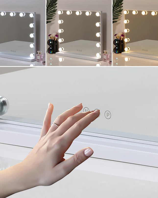 Modishion LED Makeup Mirror - Adjustable Color & Brightness for Flawless Makeup