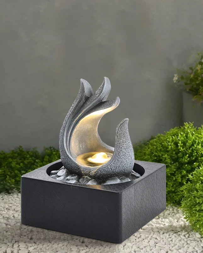 Voltsify Tabletop Resin Water Fountain with LED Light for Offices