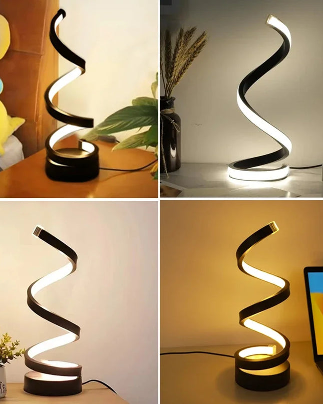 MeeToo Dimmable LED Spiral Table Lamp - Modern Night Light for Bedroom