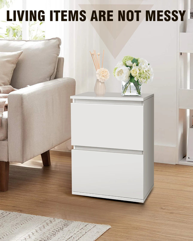Modern White Wooden Bedside Table - 1 or 2 Drawer Nightstand