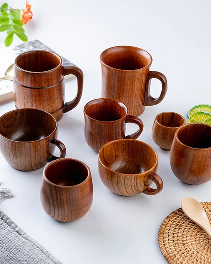 Handmade Wooden Big Belly Cups - Eco-Friendly Drinkware for Beer, Tea & Coffee